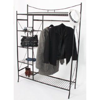 Metall Garderobe, Kleiderständer, schwarz, 168x120x36 