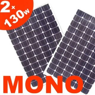 2x 130W Solarmodul Solarpanel 12V 24V Solar Monokristallin