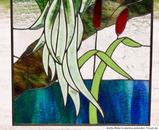 Bleiverglasung, Fensterbild, Facetten  Reiher in Tiffany (Kupfer u