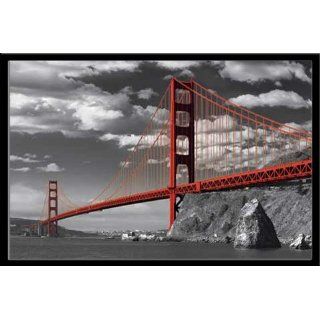 San Francisco Poster Golden Gate Bridge Colorlight + MDF Rahmen