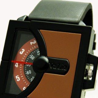 Retro Scheiben Uhr Armbanduhr Mega verrückt Braun / Schwarz BU 184
