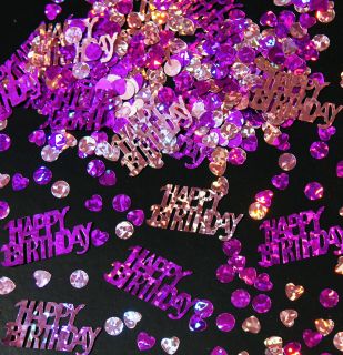 Geburtstag Konfetti Streu Deko Metallic Pink Folie   HAPPY BIRTHDAY