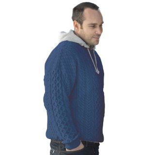 Carraig Donn Herren Aran Sweater aus Merinowolle blau