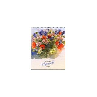 Kalender, Blumen Aquarelle Bücher
