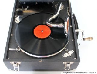 tragbares Koffergrammophon Grammophon Trade Mark Clou ca. 1930