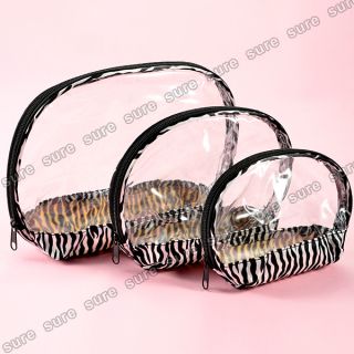 3tlg Zebra Motive Tasche Kosmetiktasche Schminktasche Kulturbeutel
