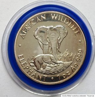 Sambia/ZAMBIA 5000 Kwacha 1999 ELEFANT 1oz Silber 999