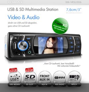 AUTORADIO 7,6cm/3 LCD VIDEO MONITOR USB+SD64GB MPEG4  WMA RDS