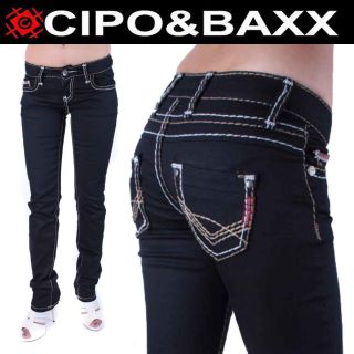 Cipo & Baxx Damen Jeans Denim Schwarz CBW 299 W26   W32