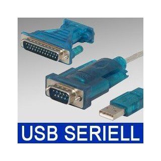 USB to Seriell RS232 Adapter auf 9+25Pol, LPTComputer