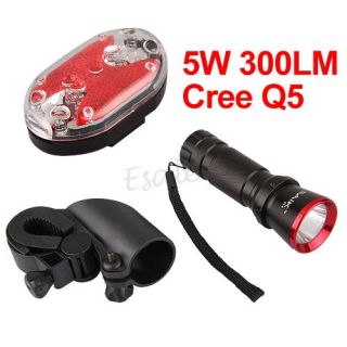 CREE Q5 5W LED Fahrrad Fahrradlampe Fahrradbeleuchtung + Rücklicht