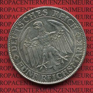 Weimarer Republik 5 Mark 1929 E Meißen J. 339 Silber