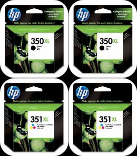 Sparset Tintenpatronen HP 350XL + 351XL, 2x schwarz, 2x color