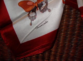 SEIDENTRÄUME Seidentuch 6516 Weiß Rot Schal Schmetterlinge Tuch
