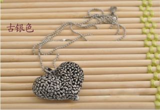 AG4571 New Fashion Jewelry Silver Retro Hollow Heart Pendant Necklace