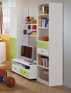 NEU* Komplett Jugendzimmer Kinderzimmer weiß   grün Kleiderschrank