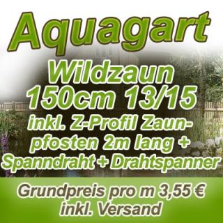 100m Wildzaun Forstzaun 150/13/15+ Pfosten + Spanndraht