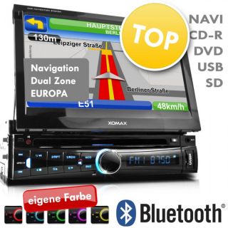 HD 18cm/7 GPS DVD CD Navigation Dual Zone AUTORADIO USB SD Bluetooth