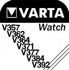 Knopfzelle Varta Silberoxid Typ V357,362,364,371,377,384,392