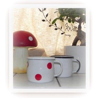 Emaille Kaffeebecher Tasse gepunktet weiß 8cm Küche