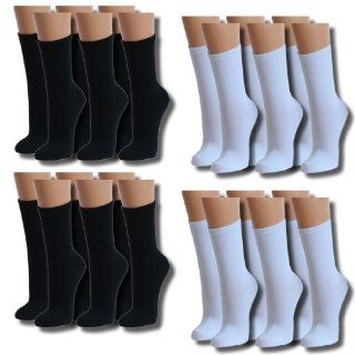 12 Paar Topmodische Socken für Damen und Teenager in schwarz, weiß