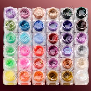 36 Farben UV Gel Farbgel Effektgel Glitter Glitzer Puder Nail Art Deko