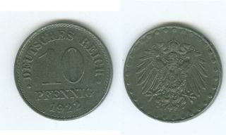 Ersatzmünzen 1. Weltkrieg 10 Pfennig 1922 E prägefrisch