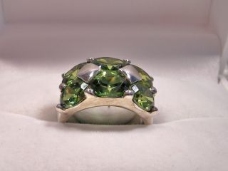 Damenring 925 er Silber / 6 grüne Steine