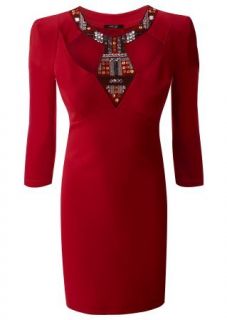 NEU   Abendkleid   3/4 Arm Kleid 40 rot mit Pailetten (10615)
