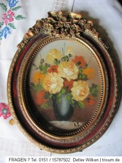 Ölgemälde Blumen Stilleben Handgemaltes Original hinter Glas