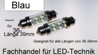 10 X Soffitte 36mm 8 x LED Blaue Blaue Sofitten Innenraumbeleuchtung