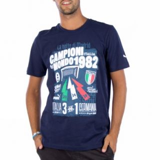 Puma Figc Italia Graphic M Dunkelblau Kurzarm T shirts Herren Fussball