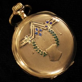 Swiss Ladys pocket watch in 10 Kt Gold reich verzierte Damen