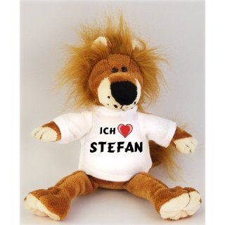 Plüschtiere Löwe mit Ich liebe Stefan T Shirt, Größe 27 cm 