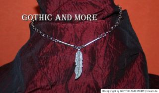 Halskette Collier Feder Gothic Indian necklace chain feather silver
