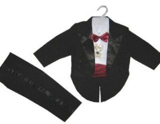 5tlg. Taufanzug Baby Frack / Smoking schwarz rot 