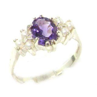 Damen Ring 9 Karat (375) Weißgold mit Amethyst Frischwasser