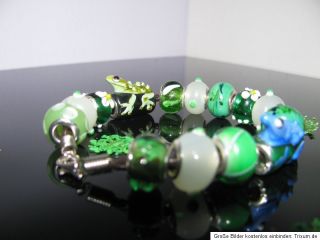 komplettes Armband silber rot European Beads Murano Glas Perlen