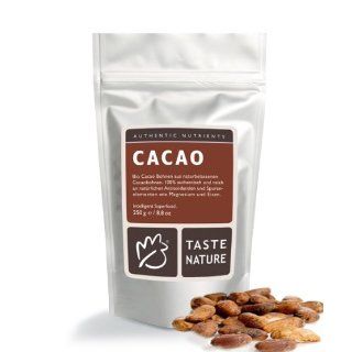 Taste Nature Kakao Bohnen, Roh,Bio, Fair Trade, 1er Pack (1 x 250 g
