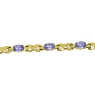 Stylisches 9 Karat (375) Gold Fancy Damen   Armband mit Tansanit