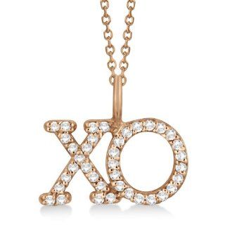 Allurez   Diamond XO Pendant Necklace Hugs and Kisses 14K Rose Gold (0