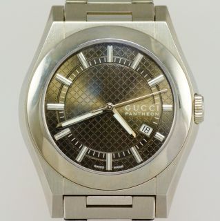 GUCCI 115 Pantheon quartz stainless steel watch with black/bronze