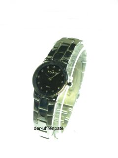 Skagen Damenuhr / Damen Uhr Armbanduhr Steel silber schwarz Strass NEU