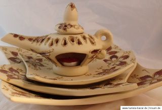Duftlampe Teller Set Aladin, 5 Teilig Handbemalt Keramik Neu