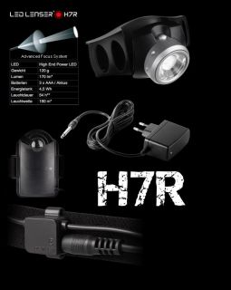 LED LENSER H7R Kopflampe Taschenlampe H7 R inkl. Akkus & Tasche