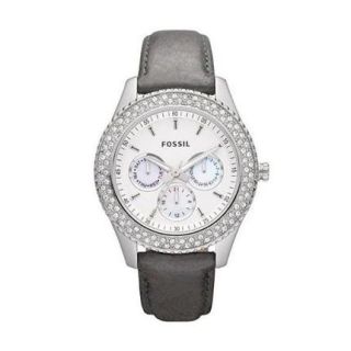 Original FOSSIL Uhr Damen Leder Armbanduhr/grau Damenuhr ES2995 NEU