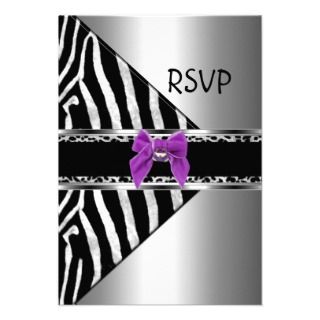 RSVP Purple Silver Black Zebra Leopard Personalized Invites