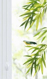 Fenstersticker Blätter und Vogel Fensterbilder Ranken