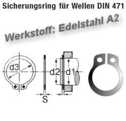 5x Seegerring Sicherungsring Edelstahl A2 Welle 8x0,8 DIN471 (A2504