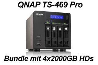 Qnap TS 469 Pro Intel Atom D2700 2.13GHz 1GB Ram Bundle mit 4x2000GB